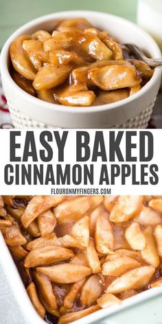 easy baked cinnamon apples in a white dish