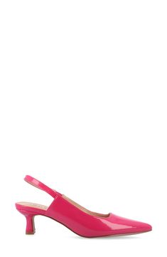 A fluted kitten heel sharpens the silhouette of an elegant slingback pump with a pointed toe. Slingback strap Synthetic upper, lining and sole Imported Journee Collection, Slingback Pump, Kitten Heel, Women's Pumps, Nordstrom Rack, Ankle Strap, Kitten Heels, Leather Upper, Faux Leather