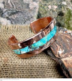 *  Chunky King Man Turquoise Inlay.*  1" Wide. 4 mm in Thickness.*  Polished and Waxed.*  Measure your whole wrist tightly and leave it on the Note. Do not add or less on your measure. Adjustable Turquoise Cuff Bracelet With Polished Finish, Adjustable Turquoise Bracelet With Polished Finish, Adjustable Turquoise Polished Cuff Bracelet, Adjustable Turquoise Bracelets With Polished Finish, Turquoise Cuff Bracelet With Polished Finish, Jewelry School, Copper And Turquoise, Jewelry Hacks, Copper Jewellery