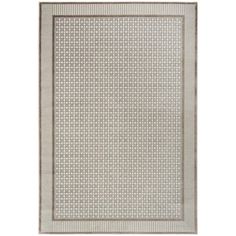 a beige rug with white squares on the bottom and grey trimmings around it