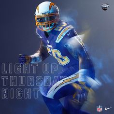 a football player with the words light up this game night on his face and helmet