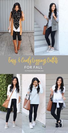 6 Easy, Casual, Comfy Outfits With Leggings for Fall Comfy Outfits With Leggings, Comfy Legging Outfits, Outfits Mit Leggings, Leggings Outfit Fall, Cute Outfits With Leggings, Black Leggings Outfit, Leggings Outfits, Outfits For Fall, Athleisure Style