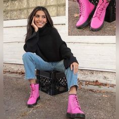 Dr. Martens Women’s Sz.6,Women’s Sz.8 And Women’s Sz.10/Men’s Sz.9 Zavala Leather Lace Up Thrift Pink Combat Boots New Without Box Pink Docs Outfits, Pink Dr Martens Outfit, Pink Combat Boots Outfit, Pink Doc Martens Outfit, Pink Timberland Boots Outfit, Pink Boots Outfit, How To Style Doc Martens, Pink Doc Martens, Pink Timberland Boots