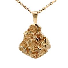 "Vintage 14k Yellow Gold Freeform Gold Nugget Cluster Charm / Pendant ~  ET1531 Metal Content: Solid 14K Gold Chain is NOT included Pendant Measurements Drop Length including Bail:   1 1/8\" (28mm) Width:  3/4\" (19mm) Bail opening: 5mm x 3mm Weight:  4.9 Grams Stamps: 14k Condition: Excellent  Each piece is thoroughly examined and refinished as needed by our professional jewelers, tested to guarantee metal content,  graded by our in-house GIA (Gemological Institute of America) Graduate Gemologist, and inspected for quality before being carefully packaged and promptly shipped. Thank you for taking the time to shop with us! We have hundreds of more listings, with more being added every week! From necklaces to bracelets, the classics and trendy.  We are likely to have something you and your Hammered 14k White Gold Jewelry, Luxury Yellow Gold Hammered Necklace, 14k White Gold Hammered Jewelry, Hammered 14k Yellow Gold Jewelry, 14k Yellow Gold Nugget Jewelry, 14k Yellow Gold Hammered Jewelry, Formal Hammered Diamond Jewelry, Hammered 14k Gold Pendant Jewelry, 14k Gold Hammered Pendant Jewelry