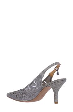 Tonal embellishments and mesh insets amplify the glamorous appeal of a slingback pump balanced by a pointy toe and tapered heel. 3 1/4" heel Memory foam cushioning Textile and synthetic upper/synthetic lining and sole Imported Silver Slingback Pumps With 4-inch Heel For Evening, Silver Slingback Pumps With Heel Strap For Evening, Silver Slingback Pumps With Pointed Toe For Gala, Silver Ankle Strap Slingback Pumps For Gala, Glamorous Silver Slingback Pumps With 4-inch Heel, Silver Glamorous Slingback Pumps With 4-inch Heel, Sparkling Slingback Heels For Formal Occasions, Embellished Slingback Pumps For Formal Occasions, Evening Glitter Slingback Pumps With Pointed Toe