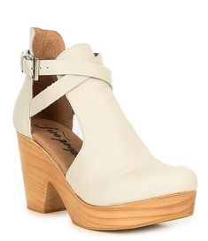 Free People Cedar Leather Buckle Wood Clogs | Dillard's White High Heel Platform Clogs, Leather Wedge Heel Clogs With Buckle Closure, White Platform Clogs With Closed Toe, White Leather Platform Clogs, White Closed Toe Platform Clogs, White Leather Wedge Heel Clogs, White Leather High Heel Clogs, Leather Clogs With Wedge Heel And Heel Loop, Leather Clogs With Heel Loop And Wedge Heel