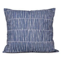 a blue pillow with white lines on it