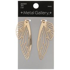 Create accessories that dare to fly in the face of fashion using Filigree Cicada Wing Pendants! These metal pendants each feature wing shapes that resemble cicada wings rendered in fine, filigree cutout detail. Simply attach their jump rings to your choice of necklace chain for something beautiful that's inspired by nature! Details: 	 Length: 2" 	 Width: 13/16" 	 Metal Color: Gold Card contains 2 pendants. Wing Shapes, Cicada Wings, Nature Details, Metal Pendants, Gold Card, Jewelry Charms Pendants, Wings Design, Floral Shop, Star Spangled