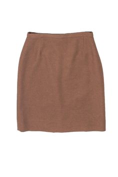 Current Boutique-Paule Ka - Tan Wool Blend Pencil Skirt Sz 6 Brown Relaxed Mini Skirt For Workwear, Workwear Brown Relaxed Mini Skirt, Brown Relaxed Fit Mini Skirt For Workwear, Relaxed Brown Mini Skirt For Work, Brown Lined Mini Skirt For Work, Brown Mini Pencil Skirt For Fall, Beige Mini Skirt For Winter Workwear, Brown Pencil Skirt For Workwear In Fall, Winter Workwear Mini Pencil Skirt