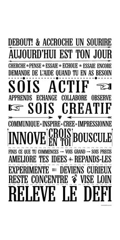 a black and white poster with words on it