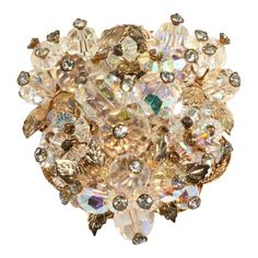 Vintage Vendome Iridescent Crystal Bead Cluster Brooch Rhinestone Costume Jewelry, Jewelry Pins, Feel Pretty