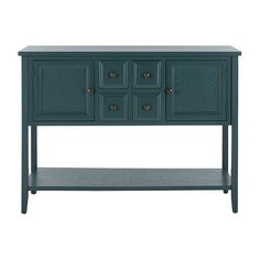 the sideboard with drawers is painted blue