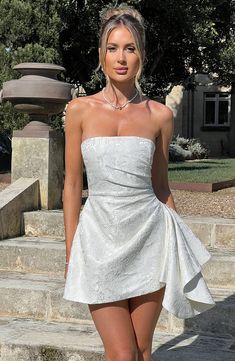 Elodie Playsuit - Ivory Unique Hoco Dresses, Sleek Waves, Homecoming Dresses Corset, Short Satin, Dresses Flowy, Tube Top Dress, Maxi Dress Sale, Sparkle Dress, Mini Dresses For Women