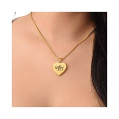 Surprise your loved one by giving them this sweet Engraved Heart Necklace! It's a classic and heartfelt jewelry piece that is sure be treasured.If the custom engraving option is available, you can choose to personalize onto the back of the pendant your loved one's name, a special date, or anything else you want to remember and keep you close to their heart. Each personalized piece offers exceptional craftsmanship that is fit to be an instant classic in your family.The Engraved Heart Necklace is attached to an adjustable snake chain, and made from high quality stainless steel, and is also available in an 18K yellow gold finish option. Product Specifications: Pendant size 0.9" x 0.94" (2.3cm x 2.4cm) 18"-22" Adjustable snake chain Lobster clasp attachment Polished stainless steel or 18K yell Personalized Stainless Steel Heart Pendant Jewelry, Customizable Stainless Steel Heart Pendant Jewelry, Personalized Stainless Steel Heart Pendant, Customized Stainless Steel Heart Pendant Jewelry, Personalized Gold Heart Necklace In Stainless Steel, Mother's Day Heart Pendant Necklace In Stainless Steel, Stainless Steel Heart Pendant Necklace For Mother's Day, Heart Shaped Stainless Steel Jewelry For Mother's Day, Personalized Gold Stainless Steel Heart Necklace