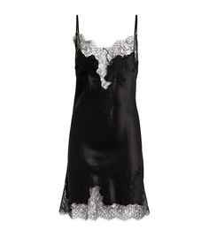 Marjolaine Silk Lace-Trim Chemise | Harrods US Chic Sleepwear, Elegant Sleepwear, Women Nightwear Dresses, Victorian Nightgown, Night Gown Dress, Pajama Fashion, Lace Trims, Lace Slip, Silk Mini Dress