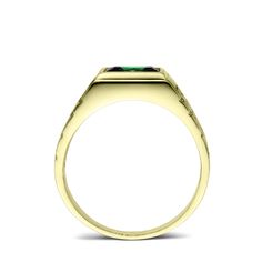 Metal: Yellow Gold Purity: 10K (hallmarked)Gemstone: Emerald Carat Total Weight: 3.20 Cut: Square Faceted7 x 7 mm (0.25" x 0.25")Setting Type: Bezel Green 14k Gold Signet Ring With Bezel Setting, Classic Round Cut Promise Ring Gemstones, Classic Round Cut Ruby For Promise Ring, Classic Round Cut Ruby Promise Ring, Formal 14k Gold Emerald Ring With Center Stone, Classic Diamond Signet Ring With Gemstone, Classic Diamond Ring With Accent Stones For May Birthstone, Oval Diamond Signet Ring With Birthstone, Classic Gemstones For Formal Occasions In May