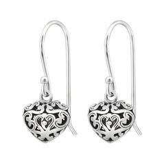 Material: 925 Sterling Silver Finishing: E-Coat Silver Weight: 1.75 G Heart: 9 Mm X 8 Mm Sterling Silver Heart Earrings, Small Drop Earrings, Silver Chandelier Earrings, Long Silver Earrings, Filigree Heart, Silver Heart Earrings, Chic Earrings, Sterling Silver Drop Earrings, Sterling Silver Filigree