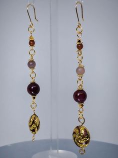 Elegant Agate Gemstone Bead Earrings, Gold Beaded Earrings With Natural Stones, Elegant Beaded Agate Earrings, Elegant Gemstone Beaded Earrings For Gift, Gold Spiritual Earrings With Gemstone Beads, Elegant Adjustable Beaded Earrings With Gemstone Beads, Elegant Gemstone Beads Drop Earrings, Golden Plum, Cedar Rapids