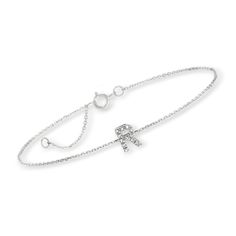 Ross-Simons - Diamond-Accented "R" Single-Initial Bracelet. 7". Add your personal touch to every outfit with this charming single-initial bracelet! A single capital "R" shines in diamond accents. Simply set in polished 14kt white gold on a chic cable chain that includes a 1" extender. Springring clasp, diamond single-initial bracelet. Diamond birthstones are the perfect gift for April birthdays. Capital R, April Birthday, Bracelet Diamond, Diamond Birthstone, Fine Jewelery, Initial Bracelet, Buying Diamonds, Cable Chain, Personal Touch