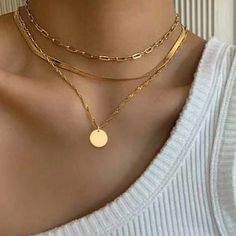 Questions? Leave A Comment Below! It Won’t Tarnish Stainless Steel Great Quality Gold Jewlry, Multi Layered Necklace, Chain Layered Necklace, Thick Chain Necklace, Stacked Necklaces, Layered Necklace Set, Multi Layer Necklace, Jewelry Accessories Ideas, Dainty Gold Necklace