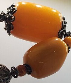 Antique Sterling Silver Baltic Butterscotch Eggyolk Amber Beaded Necklace 171 Gr | eBay Elegant Amber Beaded Necklaces With Large Beads, Elegant Amber Jewelry With Large Beads, Elegant Large Bead Pendant, Elegant Large Pendant Beads, Orange Jewelry With Large Oval Beads, Elegant Amber Round Beads, Elegant Necklace With Large Oval Beads, Elegant Oval Jewelry With Large Beads, Amber Bead Necklace