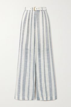 Zimmermann's pants are part of its '50s-inspired Resort '24 collection. Patterned in classic stripes, they're cut from lightweight gauze blended with a little airy linen. They have belted, high waist and flowing wide legs. Zimmermann Dress, Guilty Pleasures, Romantic Style, Top Designer Brands, Wide Legs, Pants Women, Mini Dresses, Net A Porter, Women Collection