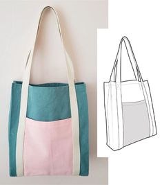 a tote bag with two different colors on the front and one in the back