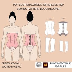 a woman's bustier / corset strapless top sewing pattern