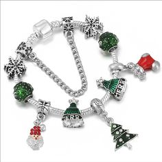 Santa Clause Christmas Tree Xmas Charm Bracelet. Length 21cm Clasp Type Pandora Style Christmas Pandora Bracelet, Christmas Charm Bracelet, Santa Clause Christmas Tree, Jewelry Wishlist, Christmas Tree Charm, Starfish Bracelet, Sea Jewelry, Hook Bracelet, Christmas Inspo