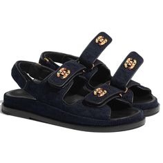 Chanel 21a Blue Velvet Denim Cc Logo Mule Slide Strap Flat Teva Dad Sandal 39 ********** Chanel ********** Brand: Chanel Size: 39 (Know Your Chanel Size) Name: Dad Sandals Color: Navy Blue Style: 21a Style#: G35927 X56243 0l125 Material: Velvet Cc Multicolor Crystal Logo On Straps Dark Navy Blue Velvet Denim Fabric Stitch Quilted Material Hook And Loop Adjustable Double Straps Brand New In Box, Comes With Original Box And Dust Bag 100% Authentic Or Your Money Back Great Gift I Ship Worldwide Any Kasut Wanita, Dad Sandals, Chanel Sandals, Chanel Brand, Navy Blue Velvet, Crystal Logo, Pink Chanel, Handbag Wallet, Cc Logo