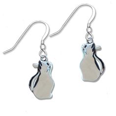 "This pair of cat lady earrings are stylized and elegant. They could be worn practically anywhere! They would make an endearing cat lover gift. Since they represent a young cat or kitten, they are especially unique. And they capture those early months of an adored pet's life. Handcrafted, cast and finished to a beautiful sheen in the USA, they were designed by a true-cat loving artist. Each earring is about 3/4\" tall and 1/2\" wide. The Magic Zoo's unique sterling silver jewelry has been create Sterling Silver Cat Design Earrings For Gift, Elegant Silver Cat Design Earrings, Silver Cat Design Dangle Earrings, Silver Cat Design Drop Earrings, Silver Drop Earrings With Cat Design, Kitten Earrings, Unique Sterling Silver Jewelry, Cat Lady Gift, Silver Snake Chain