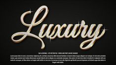 the word luxury written in gold metal letters