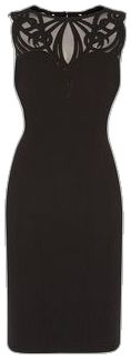 Fitted Mini Dresses With Side Slits, Sleek Work Dresses With Side Slits, Sleek Workwear Dresses With Side Slits, Knee-length Stretch Dresses With Side Slits, Stretch Knee-length Bodycon Dress With Side Slits, Fitted Sheer V-neck Bodycon Dress, Workwear Dresses With Side Slits, Elegant Sheer Sleeveless Bodycon Dress, Elegant Fitted Mini Dress With Sheer Back