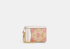 Zip Card Case In Signature Canvas With Heart Print | COACH OUTLET Cute Coach Wallets, Coach Zip Card Wallet, Cute Simple Purses, Coach Wallet Small, Coach Valentines Collection, Cute Wristlet Wallets, Small Coach Wallet, Coach Pink Wallet, Cute Coach Wallet