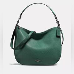 Beautiful Like New 100% Leather Bag, Sold Out Online Bag Can Be Used As A Shoulder Bag Or Cross Body Bag ***Please Note This Bag Does Not Include The Cross Body Strap Coach Hobo Bag With Detachable Handle For On-the-go, Coach Green Satchel Bag, Green Textured Leather Bag For On-the-go, Green Coach Top Handle Shoulder Bag, Coach Green Bags With Detachable Strap, Green Coach Bag With Detachable Strap, Green Textured Leather Tote Bag, Coach Hobo Shoulder Bag In Textured Leather, Coach Hobo Bag In Textured Leather