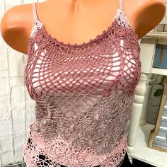 Womens Spiegel Lined Crochet Tank Camisole Brand New Without Tags! Sz :S Measurements: Chest~ 30” Length ~ 21” Comes From A Clean, Smoke/Pet Free Home Fitted Pink Camisole With Lace Top, Pink Fitted Lace Top Camisole, Fitted Lace Top Pink Camisole, Pink Lace Tops With Spaghetti Straps, Pink Lace Top With Spaghetti Straps, Pink Lace Tank Top With Lace Trim, Pink Stretch Lace Top, Pink Lace Camisole Tank Top, Pink Lace Cami Tank Top