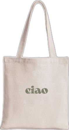 Casual Tote Bag With Embroidered Logo, Cotton Shoulder Bag With Embroidered Logo For Shopping, Canvas Tote Bag With Embroidered Logo, White Tote Shoulder Bag With Embroidered Logo, Cotton Tote Shoulder Bag With Embroidered Logo, Embroidered Cotton Eco-friendly Bags, Eco-friendly Embroidered Cotton Bags, Green Embroidered Cotton Bags, Everyday Cotton Embroidered Bags