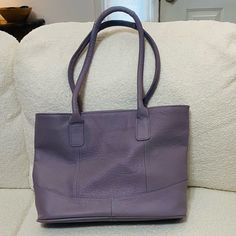 Nwot New Condition Measures 15 L X 10.5 H X 3.75 W Strap Length From Shoulder 10” Lavender In Color Middle Zipper, Side Zipper, Phone Pocket (Fits Iphone 12) Soft Leather Purple Shoulder Bag, Purple Soft Leather Shoulder Bag, Daily Use Purple Soft Leather Shoulder Bag, Classic Purple Leather Shoulder Bag, Everyday Purple Soft Leather Bag, Purple Leather Tote Shoulder Bag, Everyday Soft Leather Purple Bag, Purple Soft Leather Shoulder Bag For Everyday, Chic Purple Leather Shoulder Bag