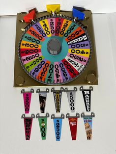 a wheel of fortune is hanging on the wall