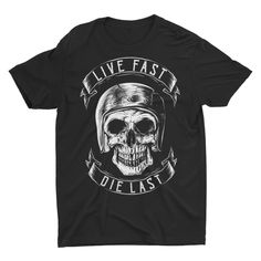 Embrace the thrilling spirit of the street with the Stylish Live Fast Die Last T-Shirt, a bold tribute to the adrenaline of motorcycle racing. Designed for those who live life on the fringes, this t-shirt proudly showcases an old-school skull print that seamlessly blends quirky aesthetics with modern style. Whether you're an avid biker or just drawn to the excitement of the open road, this shirt blends your passion with fashion. The Stylish Live Fast Die Last t-shirt isn't just clothing; It is a representation of the exhilaration of motorcycle culture, a tribute to camaraderie among bikers and a tribute to the journey that unfolds on two wheels. Wear it with pride and let your style align with the breathtaking freedom and intensity of motorcycle racing, embodying the essence of the road wi Racing Outfit, Old School Motorcycles, Motorcycle Culture, Bike Racing, Motorcycle Tshirts, Motorcycle Racing, Elegant Shirt, Open Road, Skull Print