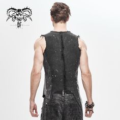 Summer Wasteland Punk Worn Dark Dirty Sleeveless Men Fitted Vest With Loops Norwegian Black Metal, Punk Vest, Goth Festival, Steampunk Vest, Steampunk Leather, Striped Vests, Mens Vests, Long Vests, Fashion Now