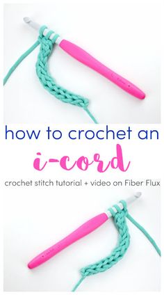 two crochet hooks with the words how to crochet an i - cord