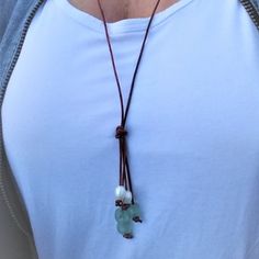 ❤️My exciting new Unisex Boho Beach Collection ! These great adjustable necklaces fit all and are all the trend. Stack them, mix them, wear multiple or alone. Add to your Neck Mess Style! Some of this collection will include clay essential oil defusing beads, sea glass, and pearls. This necklace is adjustable to fit most people. The adjustable knots are easy to use and make it possible for you to adjust to a bracelet or anklet... as tight or loose as you like. To open, move the slider knot close Casual Necklaces With Adjustable Chain For Everyday, Beach Jewelry Lariat With Adjustable Length, Beach Lariat Jewelry With Adjustable Length, Casual Adjustable Necklaces With Sliding Knot, Casual Adjustable Necklace With Sliding Knot, Adjustable Long Necklace For Beach, Casual Handmade Jewelry For Everyday Use, Everyday Casual Summer Necklaces, Casual Everyday Summer Necklaces