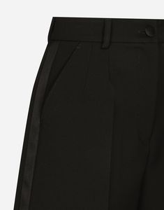 Wool gabardine tuxedo shorts: Black High-waisted Front slant pockets Welt back pockets Inner leg: 10 cm Hem: 35 cm Zipper and button fastening The model is 175 cm tall and wears a size IT 40 Made in Italy Shorts Black, Black Wool, Dolce And Gabbana, In Italy, Pants For Women, High Waisted, Womens Shorts, Italy, Zipper