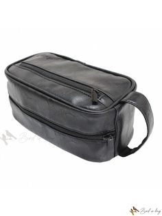 Bird in Bag - Premium Black PU Leather Toiletry Bag: Ideal Business Travel Organizer for Both Men and Women - Multi-Functional Design Durable Practical Bags For On-the-go, Functional Large Capacity Pouch For Everyday Use, Large Capacity Black Leather Pouch, Black Leather Pouch With Large Capacity, Portable Black Pouch For Everyday Use, Black Zipper Pouch For Outdoor, Black Outdoor Pouch With Zipper Closure, Black Durable Practical Travel Accessories, Portable Leather Cases