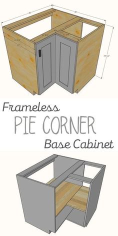 the corner cabinet is made from wood and has drawers