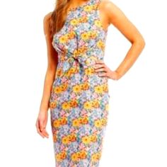 Liberty Of London Petra Dress Nwt Perfect Spring Dress Yellow Fitted Midi Dress For Garden Party, Fitted Yellow Midi Dress For Garden Party, Yellow Sheath Spring Dress, Spring Yellow Sheath Midi Dress, Yellow Sheath Midi Dress For Spring, Yellow Sheath Dress For Spring, Yellow Sleeveless Midi Dress With Floral Print, Yellow Floral Print Sleeveless Midi Dress, Antonio Melani Dress