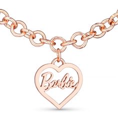 a heart necklace with the word baby on it and an open link in the middle