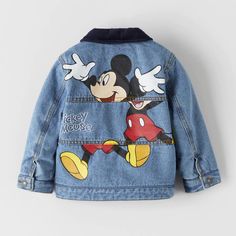 Zara Kids Mickey Mouse Disney Fleece Lined Jacket. Excellent Condition. Size 2-3 Years. Feature Cozy Fleece Lining On The Inside. Very Well Made And Unique. Mickey Mouse Featured Turned On Back Of Jacket. I Lowkey Hope To Keep It For My Son, But Am Listing For Super Fans Out There. Disney Jean Jacket, Disney Denim Jacket, Zara Disney, Disney Denim, Custom Jean, Long Sleeve Jean Jacket, Zara Denim Jacket, Custom Jean Jacket, Grey Denim Jacket