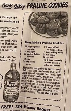 an old recipe book with instructions on how to make pralie cookies in it